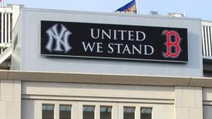 Displayed outside Yankee Stadium, in wake of Monday's tragic events